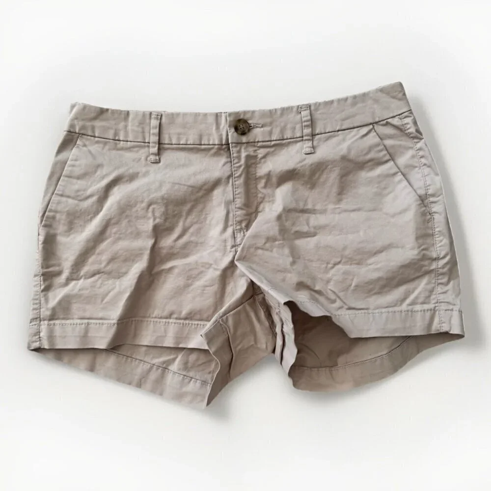Old Navy Womens Front Zip Flat Panel Khaki Shorts Size 4 Neutral